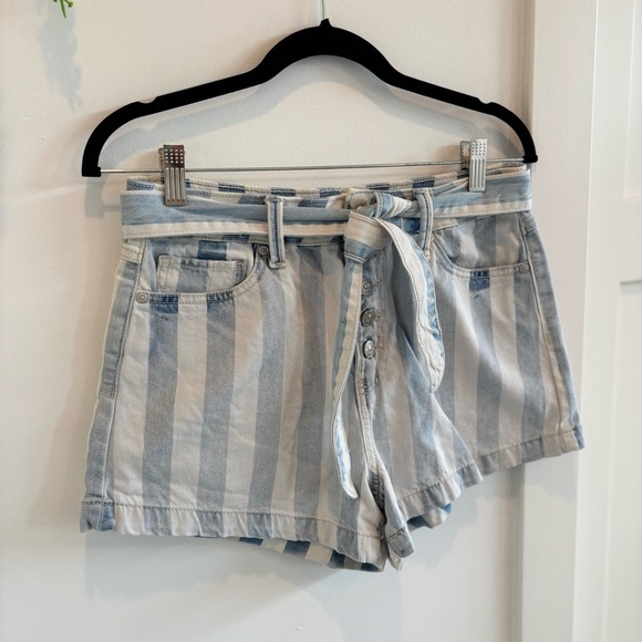 Rewash Brand Striped Denim Super High Rise Paperbag Shorts Women's Size 9/29 - Picture 3 of 11